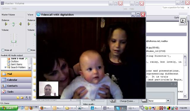  using it to do Skype Video calls with Megie, Courts and Liam back home.